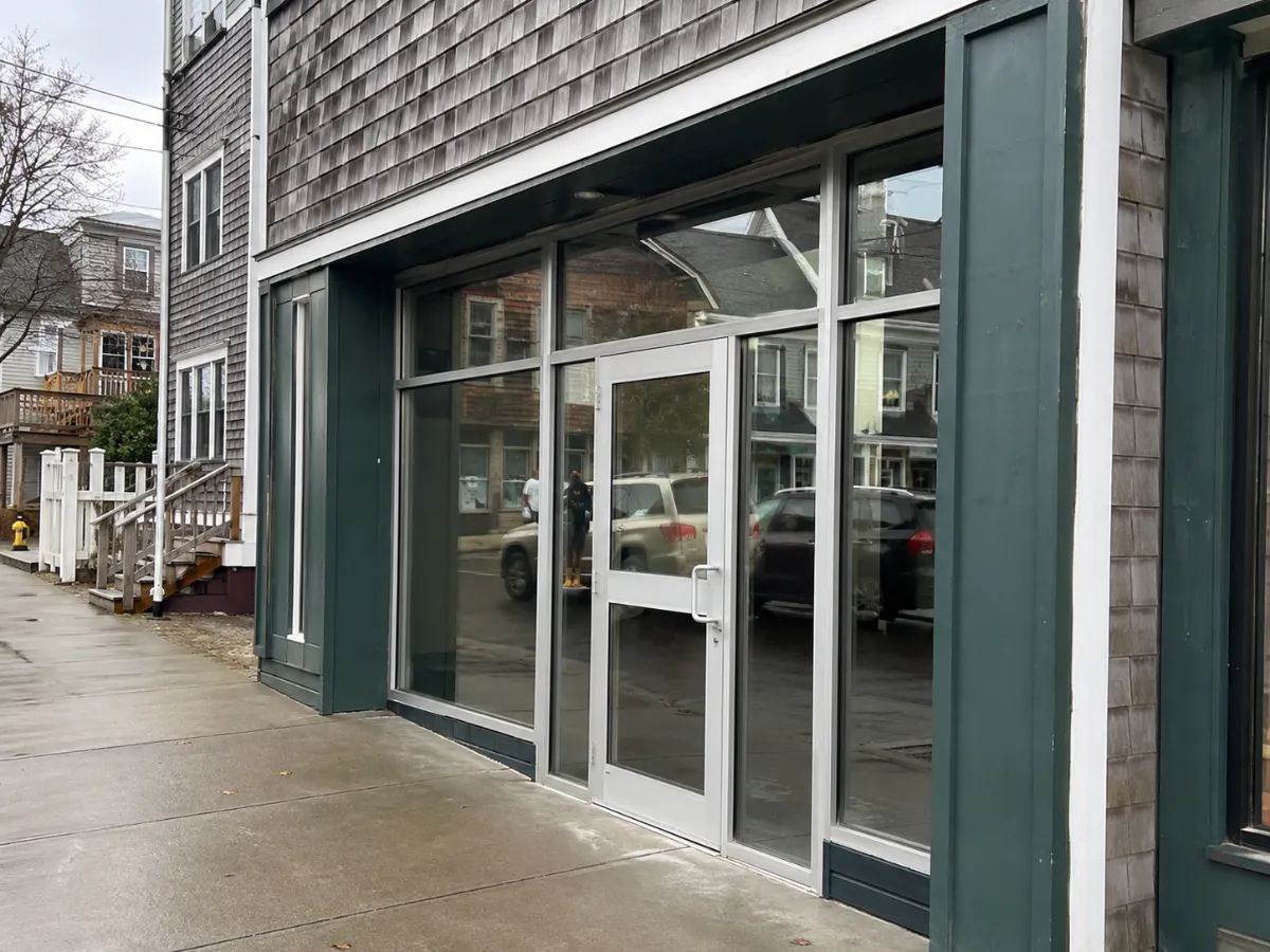 Row of well-kept commercial entry doors