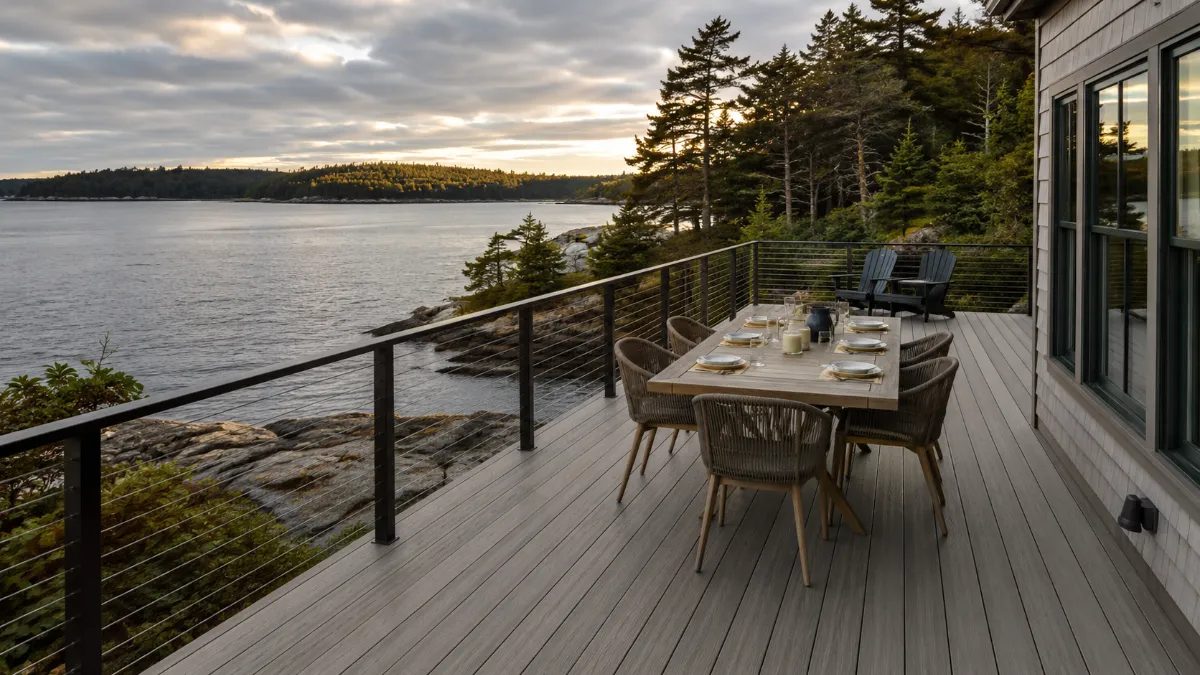 Custom backyard deck built as an outdoor room